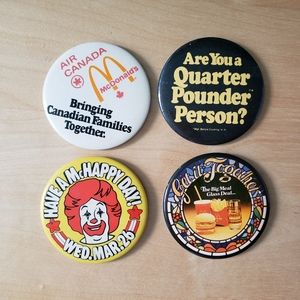 Vintage McDonald's Promotional Pin Buttons (4)